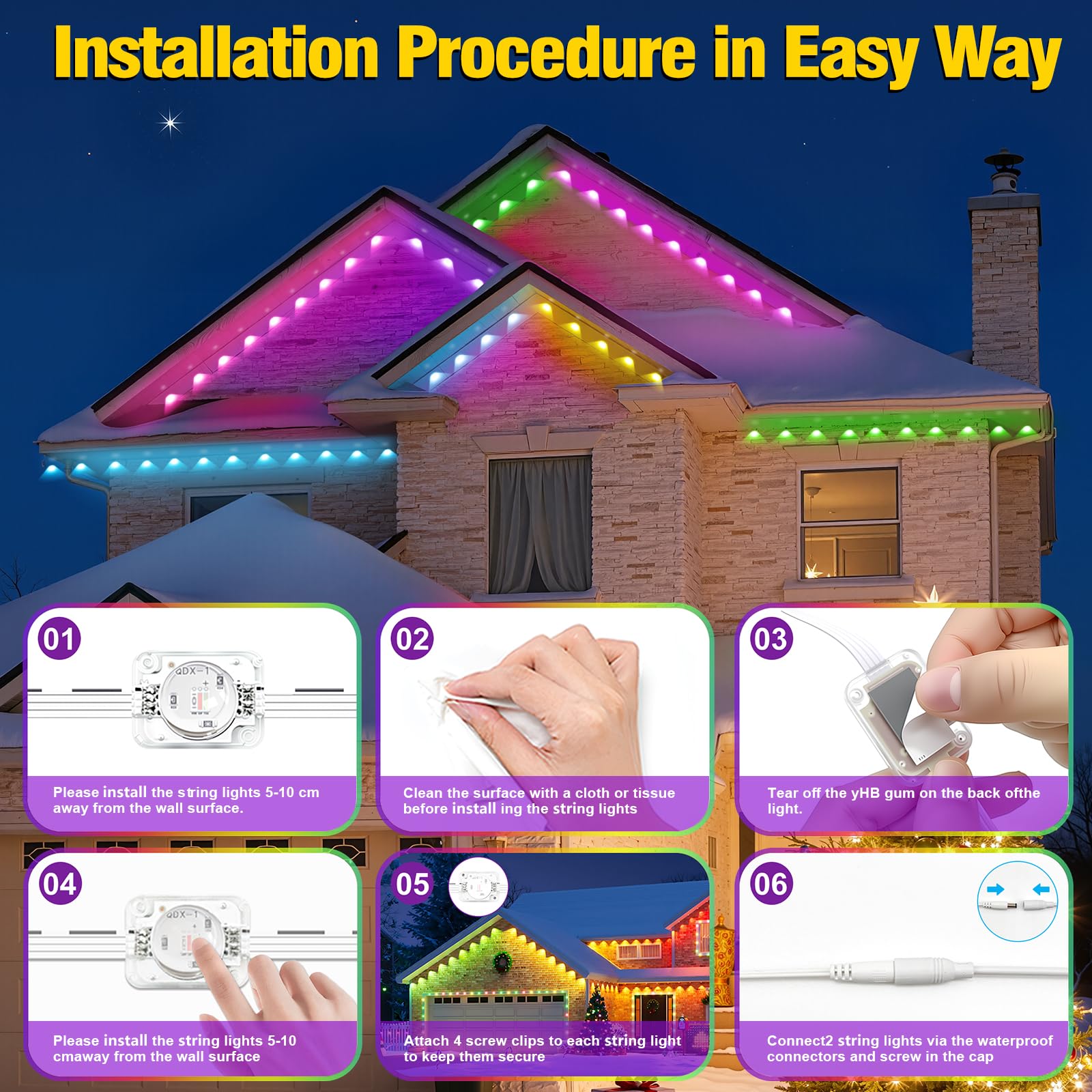 30,5 m permanente Außenleuchten für Haus, St. Patrick's Day Hausdachbeleuchtung, RGB+IC, intelligente Outdoor-Dekoration, 50 Szenenmodi mit App/Fernbedienung, IP67 wasserdichte Dekoration, LED-Lichter