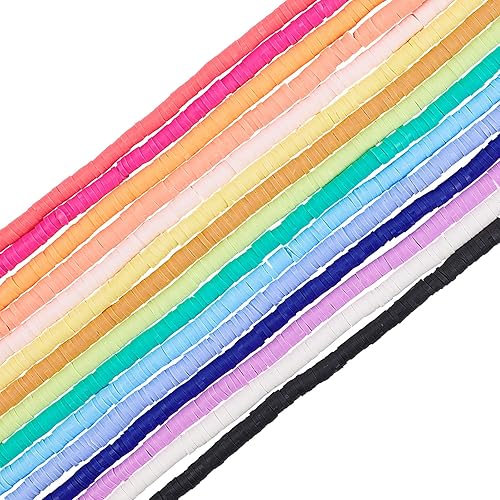 Miniatura 7 de PH PandaHall 5700 cuentas de arcilla Heishi de 0.157 in  15 colores de disco de vinilo de polímero plano redondo de silicona para aretes hawaianos,