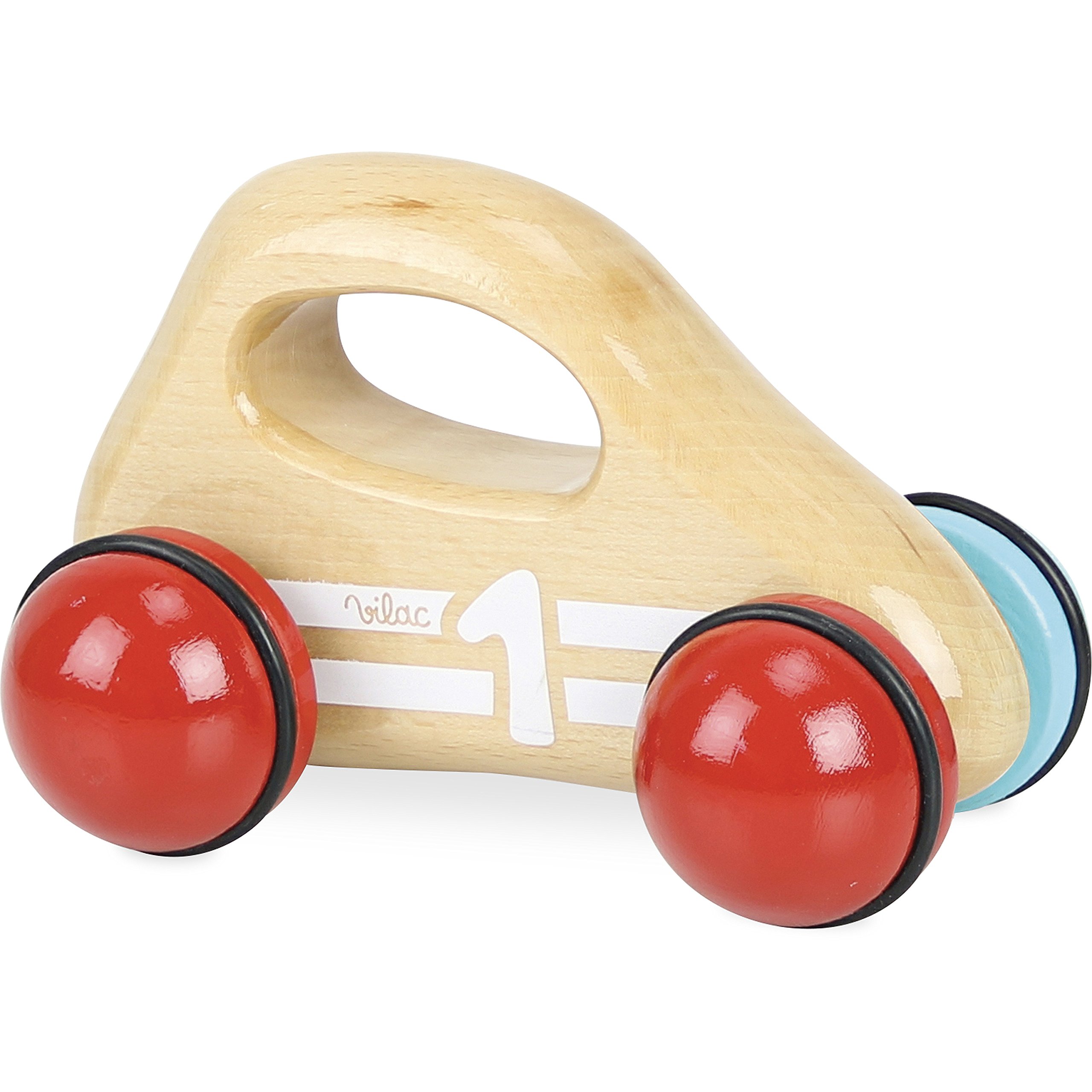 Vilac- Voiture 1er âge Bois Naturel, 2296S, Incolore, 10 x 15 x 8 cm