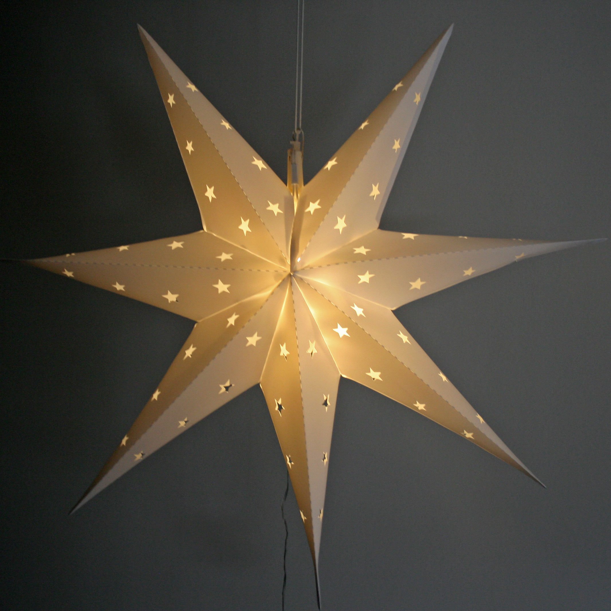 Estrella de Navidad LED 60 x 60 cm – exterior grande plástico (con temporizador) (color blanco)