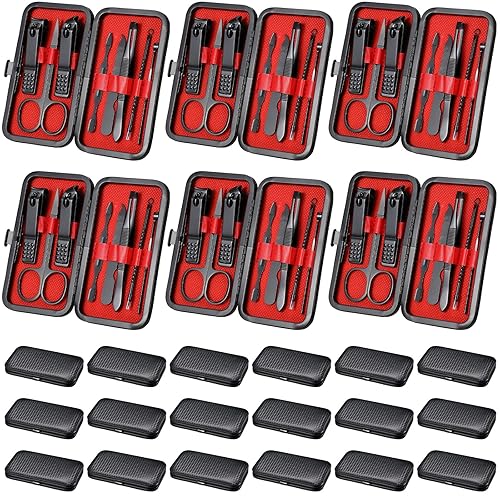 Juego de 24 juegos de manicura a granel, cortaúñas a granel, kit de cuidado de uñas, kit de pedicura profesional de acero inoxidable, herramientas