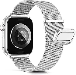 HAOZHI Pulseira Magnético Compatível com Apple Watch 49mm 46mm 45mm 45mm 44mm 42mm 42mm 41mm 40mm 38mm,Bracelete Correia de Metal para iWatch Ultra SE 3 2,Series 11 10 9 8 7 6 5 4 3 2 1