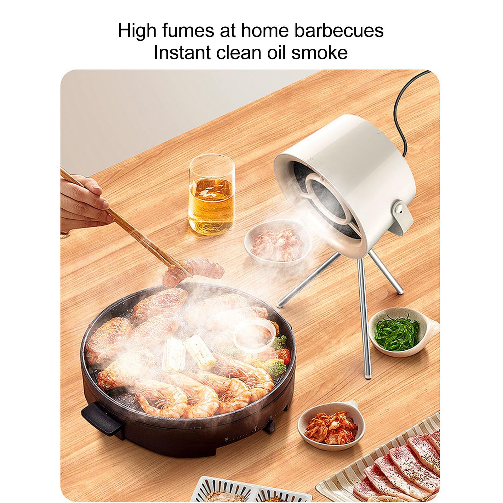 Tonysa Tragbare Dunstabzugshaube, Desktop-Dunstabzugshaube mit 3 Einstellbaren Geschwindigkeiten, Starke Adsorption, für BBQ und Hot Pot