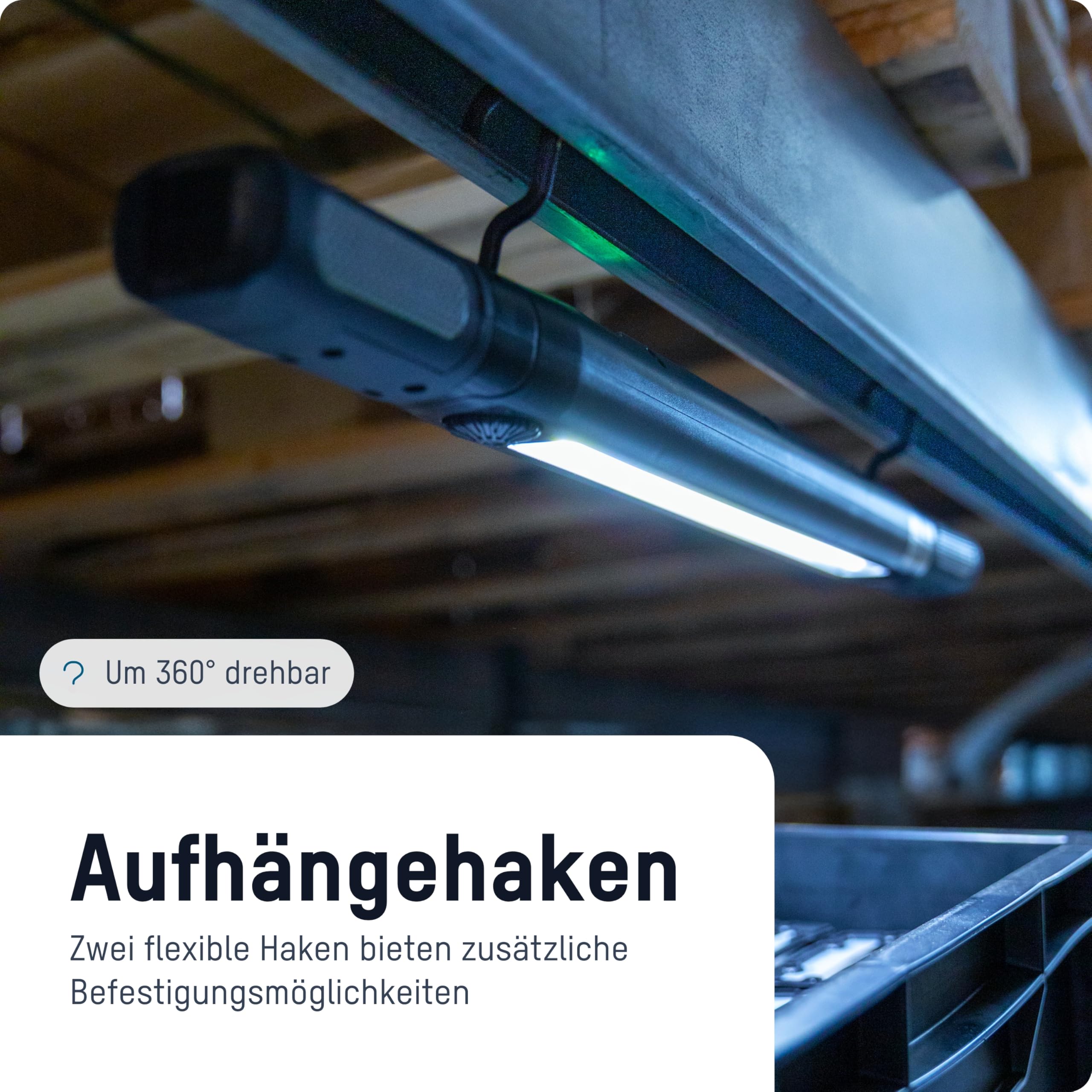 ANSMANN LED Arbeitsleuchte, aufladbare Inspektionsleuchte mit Magnethalterung und Haken, aufladbar via USB, Werkstattlampe, LED Taschenlampe bis zu 3000lm und 8h Leuchtdauer, camping, Werkstatt, KFZ