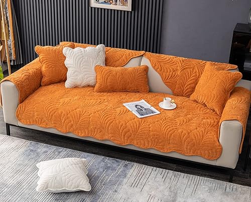 Miniatura 5 de Funda para sofá con diseño de hojas de palma, de felpilla, acolchada de felpilla, 1 pieza, antideslizante, suave, protector de muebles para