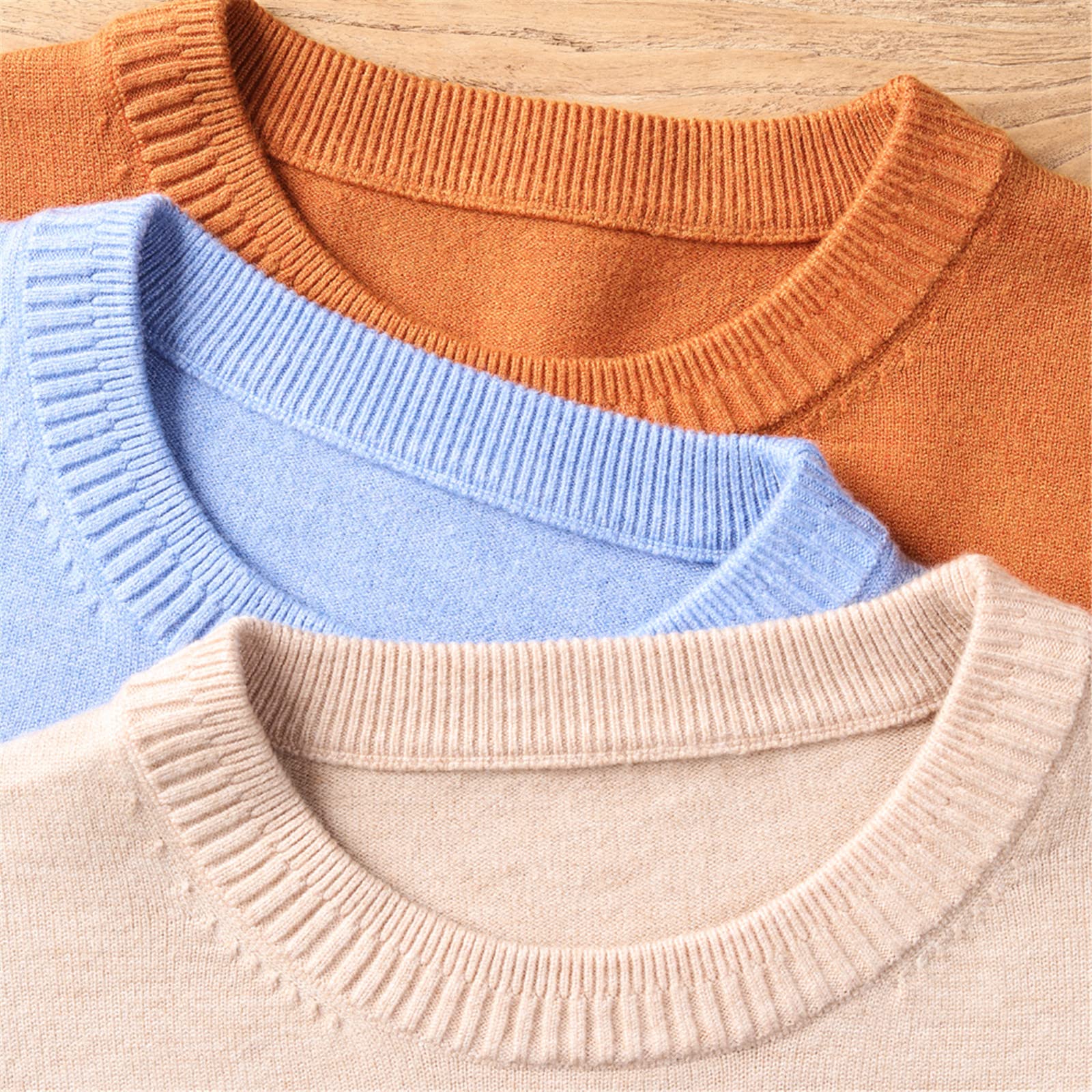 Suéter básico de punto térmico de manga larga con cuello redondo y cuello redondo para hombre