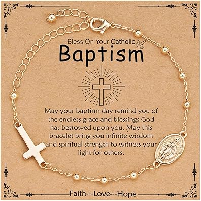 Catholic Virgin Mary Cross Bracelet Gifts for Girls Teens Women, Rosary Beads Charm Link Chain Bracelet Christmas Christian Religious Jewelry Gifts