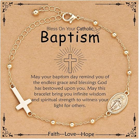 Catholic Virgin Mary Cross Bracelet Gifts for Girls Teens Women, Rosary Beads Charm Link Chain Bracelet Christmas Christian Religious Jewelry Gifts