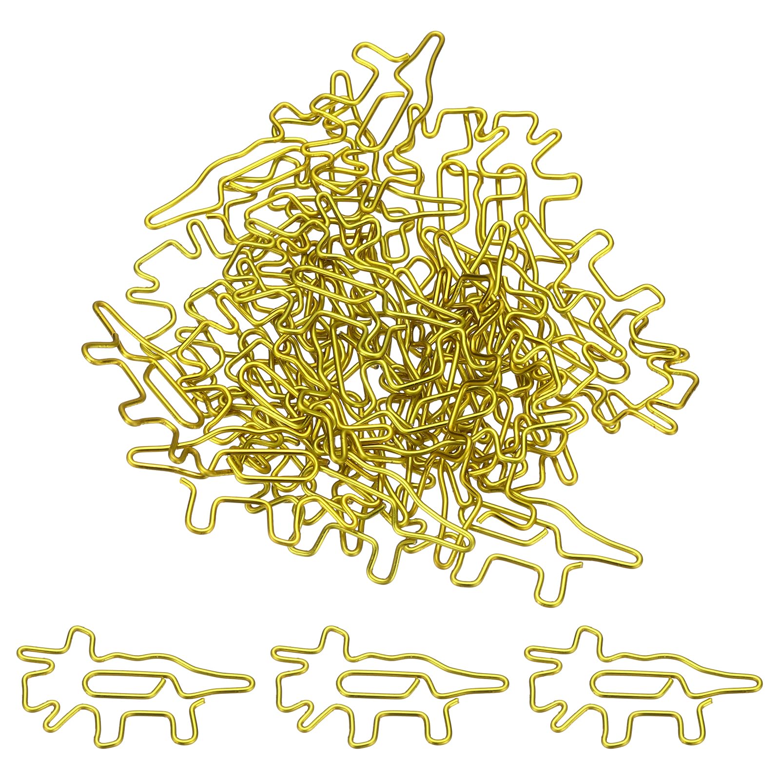 PATIKIL Cute Paper Clip, 30 Pcs Small Paper Clip Dinosaur U-Shaped Metal Fun for Office Supplies Bookmarks File Document Organization Decorative Home, Gold
