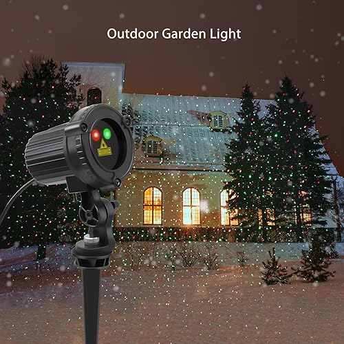 Miniatura 6 de Proyector láser de Navidad para exteriores, luz láser de jardín al aire libre, luces de paisaje con estrellas rojas y verdes, IP65 impermeable,