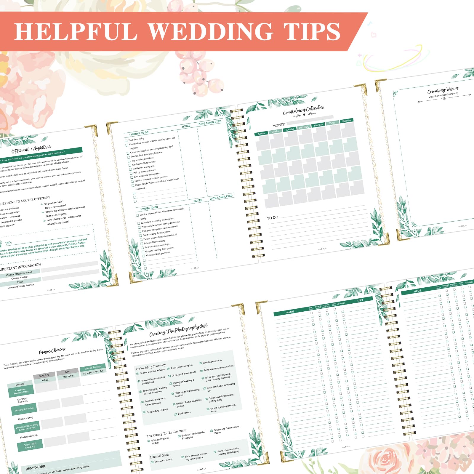 Hochzeitsplaner & Organizer – Hochzeitsplaner Buch und Organizer für die Braut, Hochzeitsplanungsbuch mit 5 Registerkarten, 22,9 x 30,2 cm, Hardcover mit Metallecken + 5 Innentaschen +