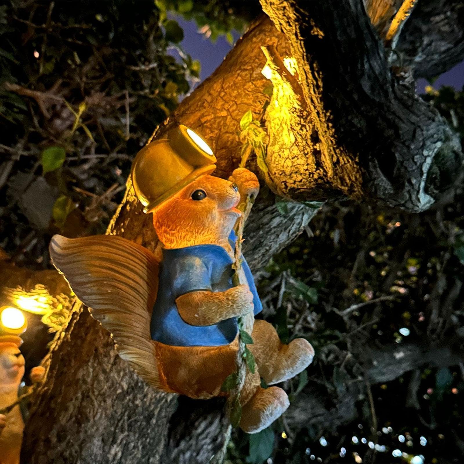 Statua Solare Animale da Esterno in Resina con Illuminazione per Decorazione Parete Giardino Ornamento da Appendere su Albero O Recinzione Adatta per, Scoiattolo