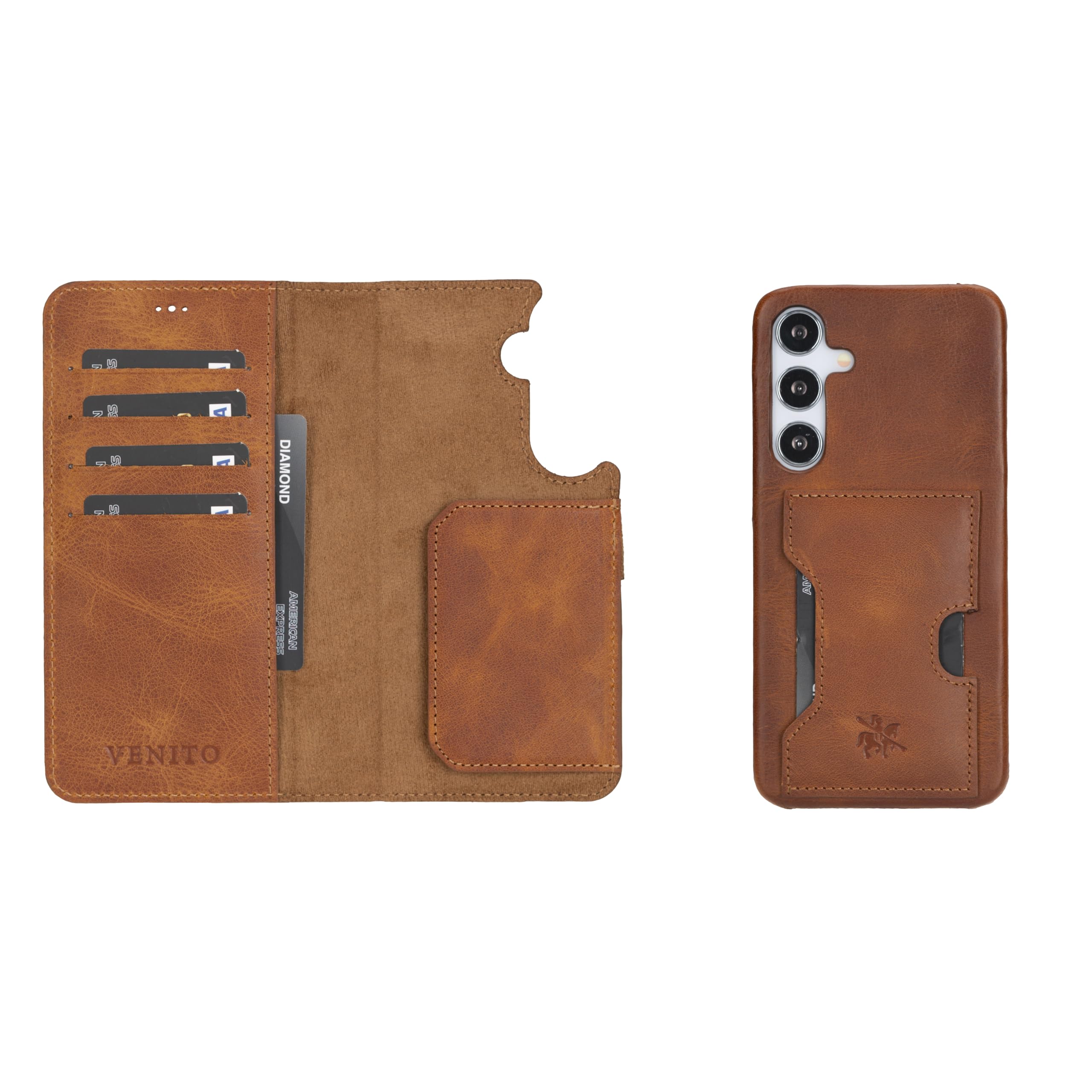 leather wallet phone case samsung galaxy s24 antique brown
