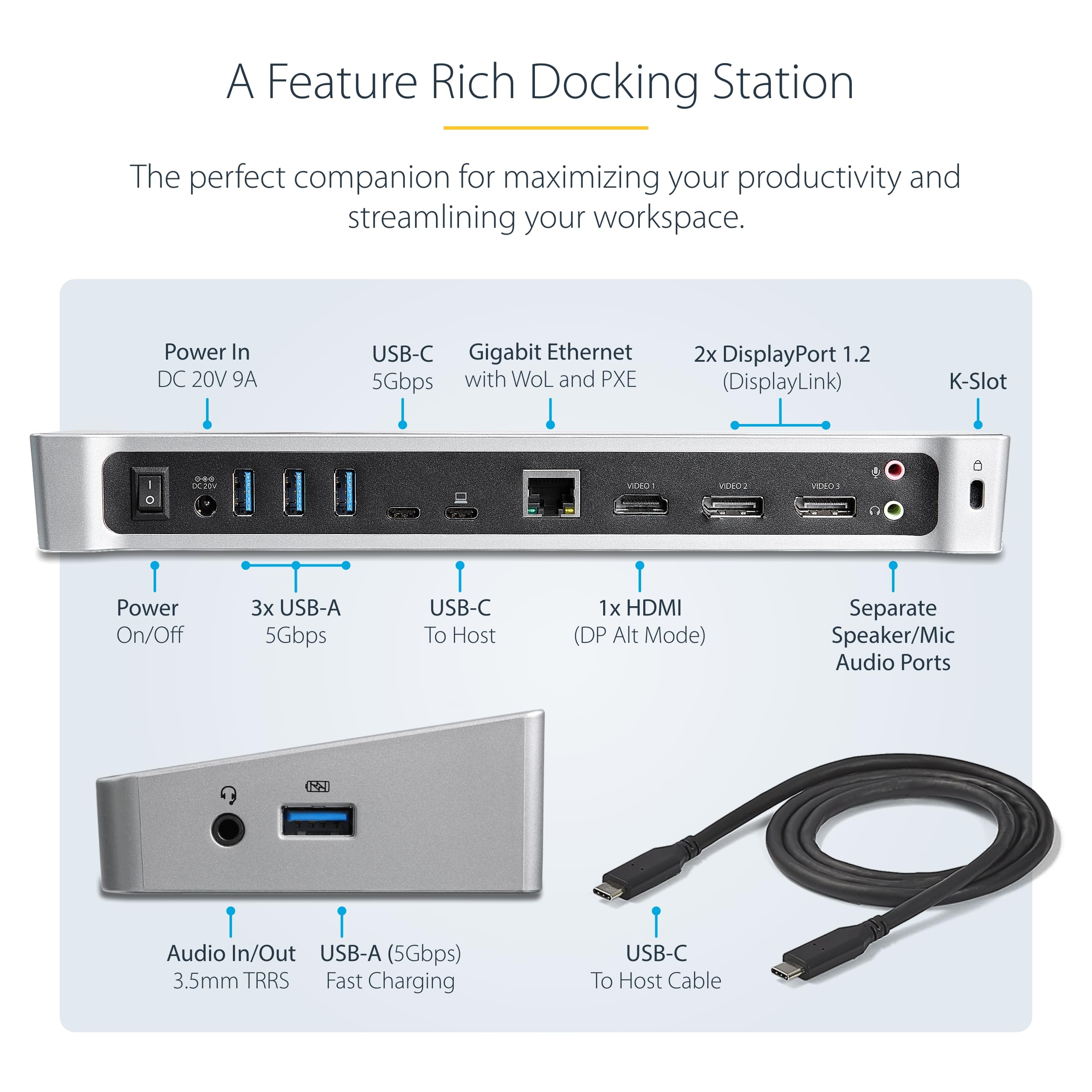 USB-C 4K Triple Display Laptop Docking Station - View #6