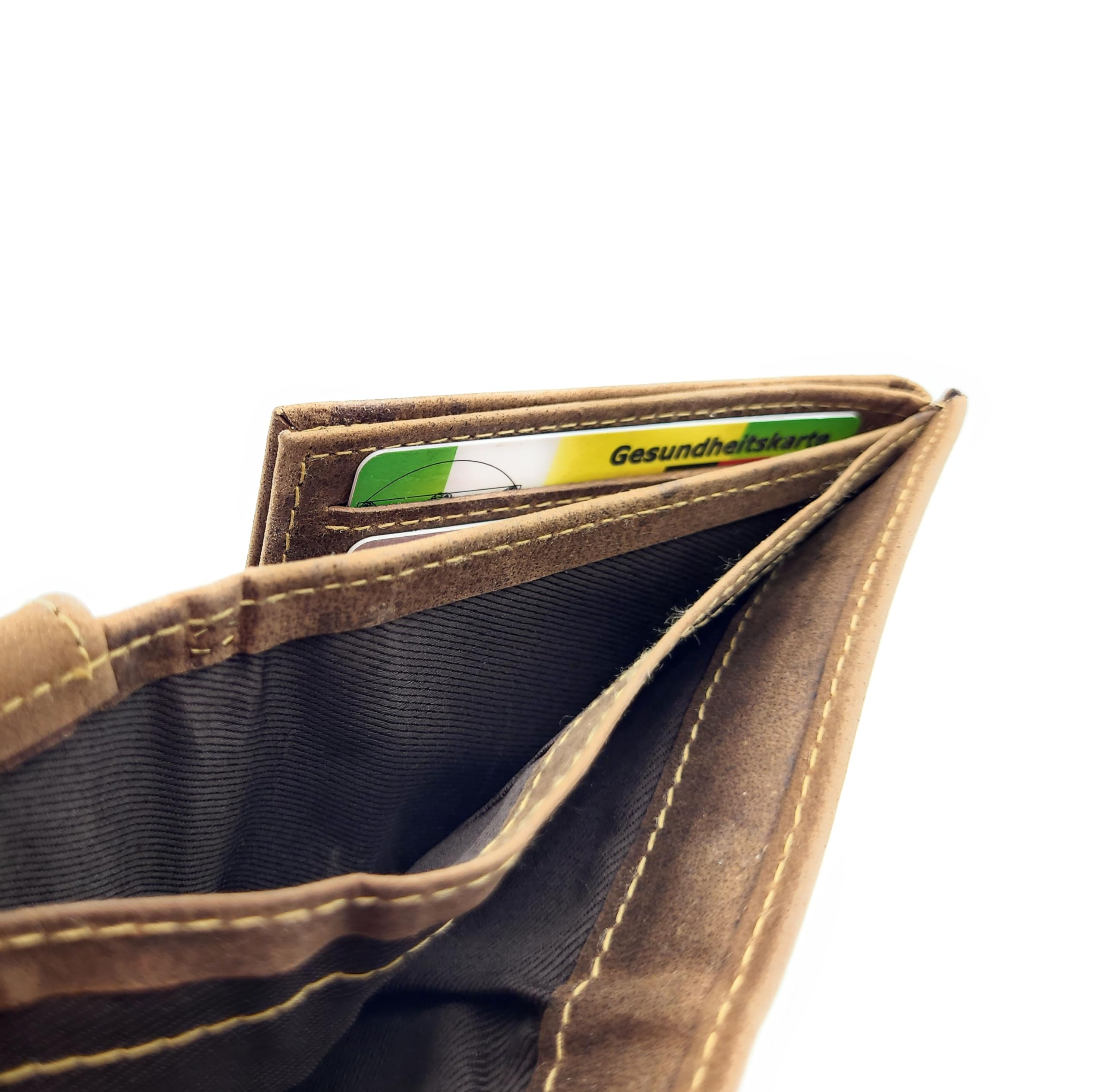 Portafoglio da uomo in vera pelle marrone scuro con motivo in rilievo, protezione RFID, portafoglio compatto con scomparti per carte di credito, portamonete e confezione regalo, Cacciatore con