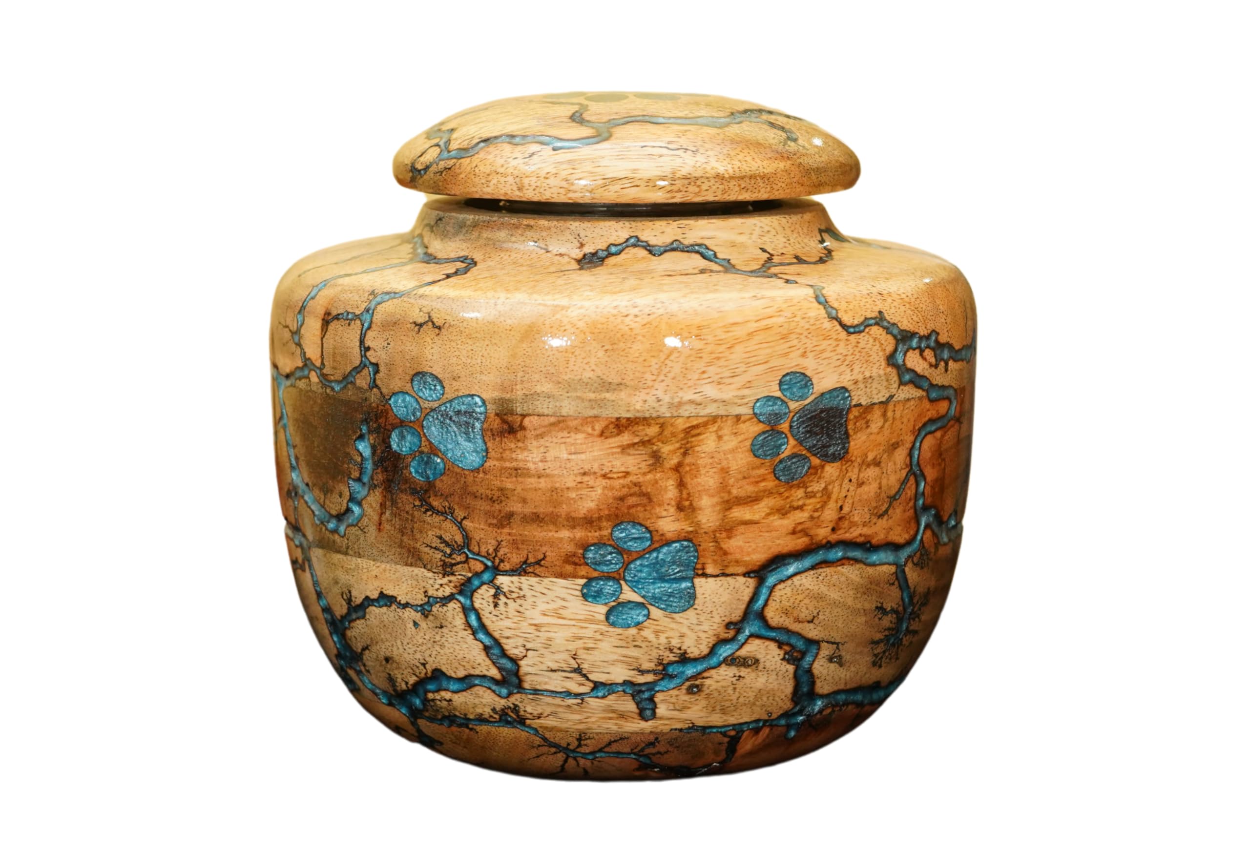 Wooden Urn for Pet Ashes Urn for Dog urn for cat Cremation Pets Memory Box Handcrafted urns Box Multi Colors (Sky Blue, Large 130 LBS)