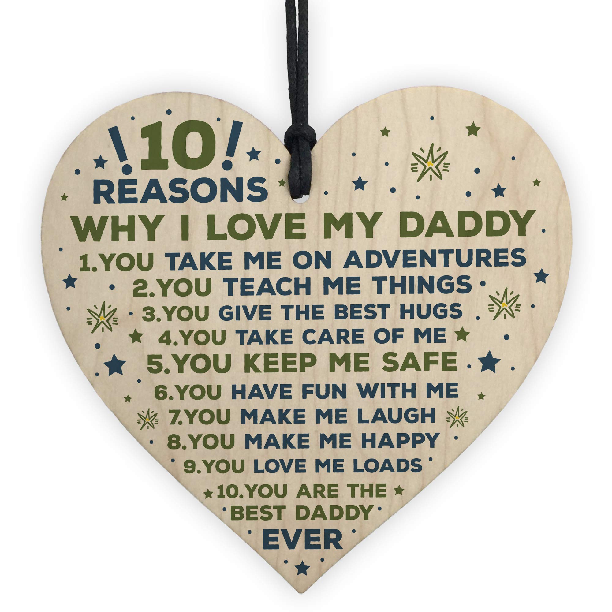 Red Ocean Daddy Gifts From Son Daddy Daughter Gifts Wooden Heart 10 Reasons Why I Love You Keepsake