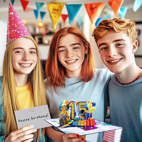 Miniatura 3 de GREETING ART Tarjeta de feliz cumpleaños 15, tarjeta de aniversario de boda 15 para marido y esposa, tarjeta de cumpleaños de 15 años para