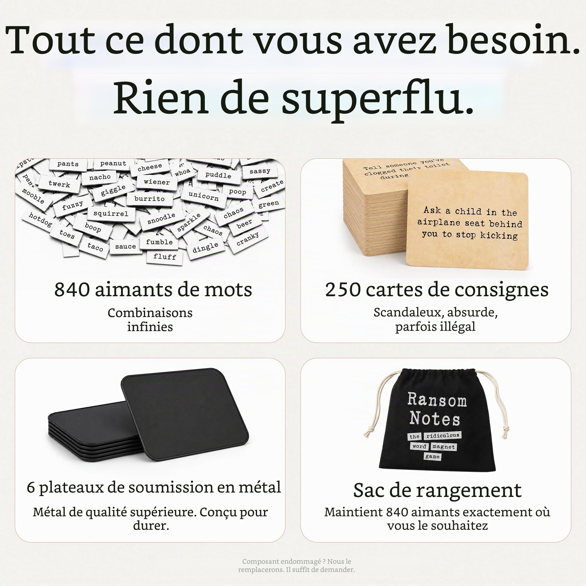 Ransom Notes - Le Jeu de fête magnétique Ridiculous Word, 3 Joueurs et Plus