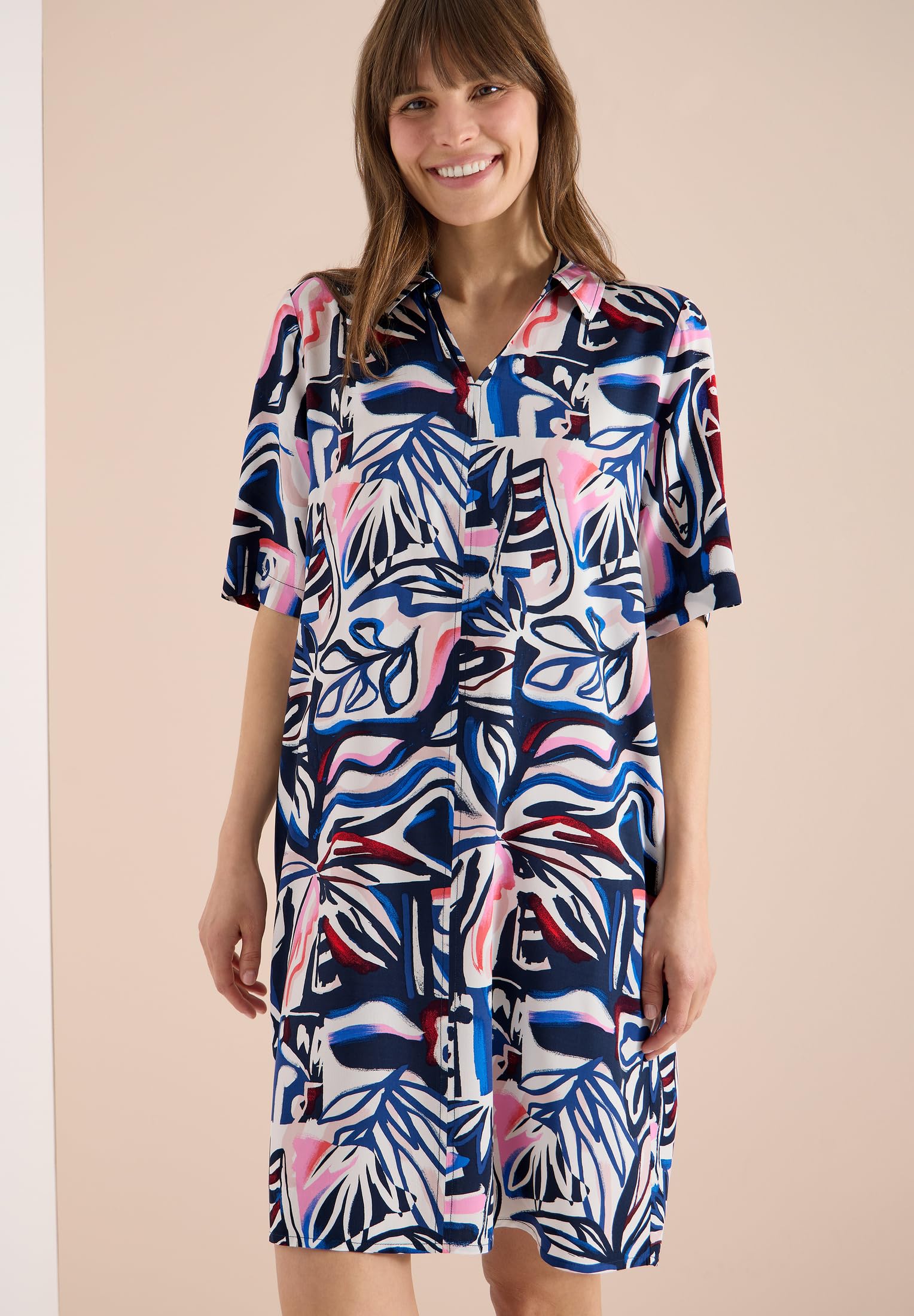Cecil Damen 1409295 Knielanges Kleid mit grafischem Muster (1er Pack)