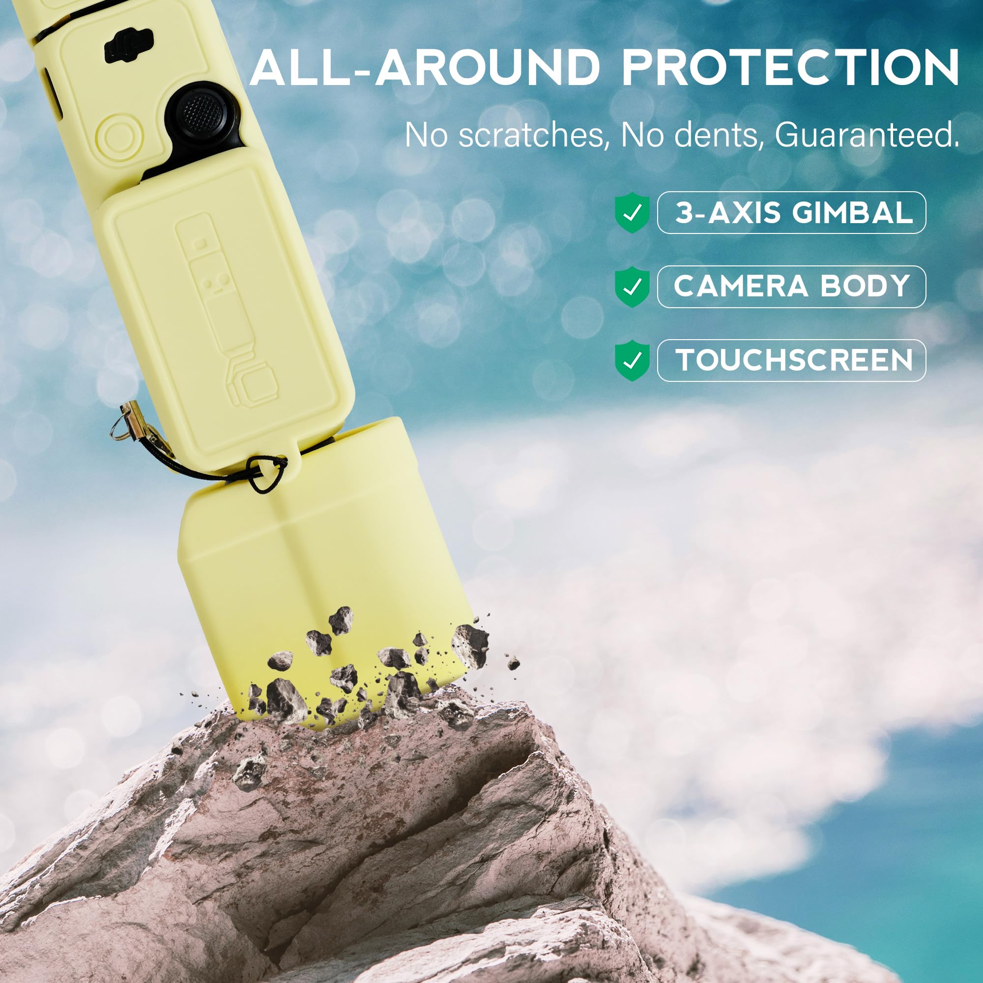 Etui Pocket 3, miękkie silikonowe etui ochronne kompatybilne z DJI Osmo Pocket 3 Creator Combo, lekka osłona ekranu Osmo Pocket 3, ŻÓŁTY, Akcesoria do aparatu