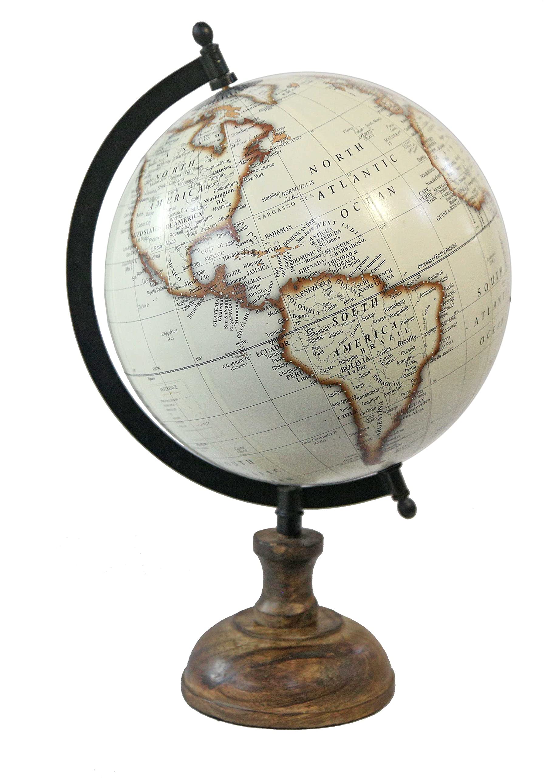 Gameshub WHITE GLOBE With Solid Wooden Base Political Educational 8 Inch Rotating World Globe with Metal Arc and Wooden Base/World Globe/Home Decor/Office Decor/Gift Item 3