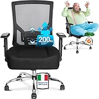 MELOKEA XXL Sedia da Ufficio Ergonomica per Persone Robuste, 200kg Portata con Ruote in Gomma