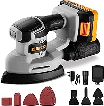 Cordless Detail Sander: DEKOPRO 20V Sander with Dust Collector, 13000RPM with 15 Sandpapers, Battery and Charger Included, Ideal for Sanding Machine in Tight Spaces and Home Decoration Projects