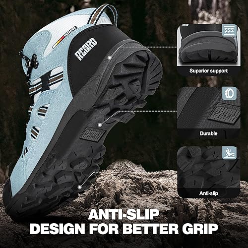 Miniatura 4 de R CORD Botas de senderismo para mujer, impermeables, ligeras, botas de senderismo con soporte para el tobillo, zapatos de senderismo, botas de