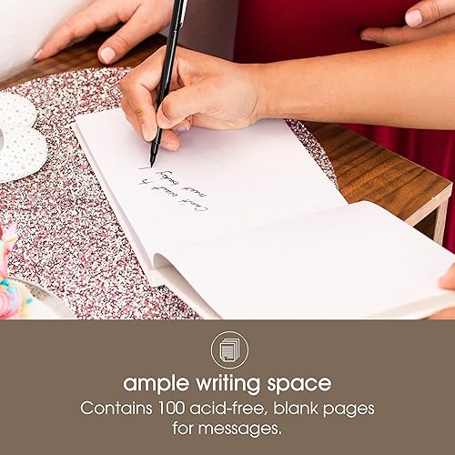 Miniatura 4 de Pearhead Linen Guest Book, Ivory with Gold Script, Gender Neutral Event Keepsake, Baby Shower or Wedding Bridal Shower Party Sign-In Book, 100 Blank