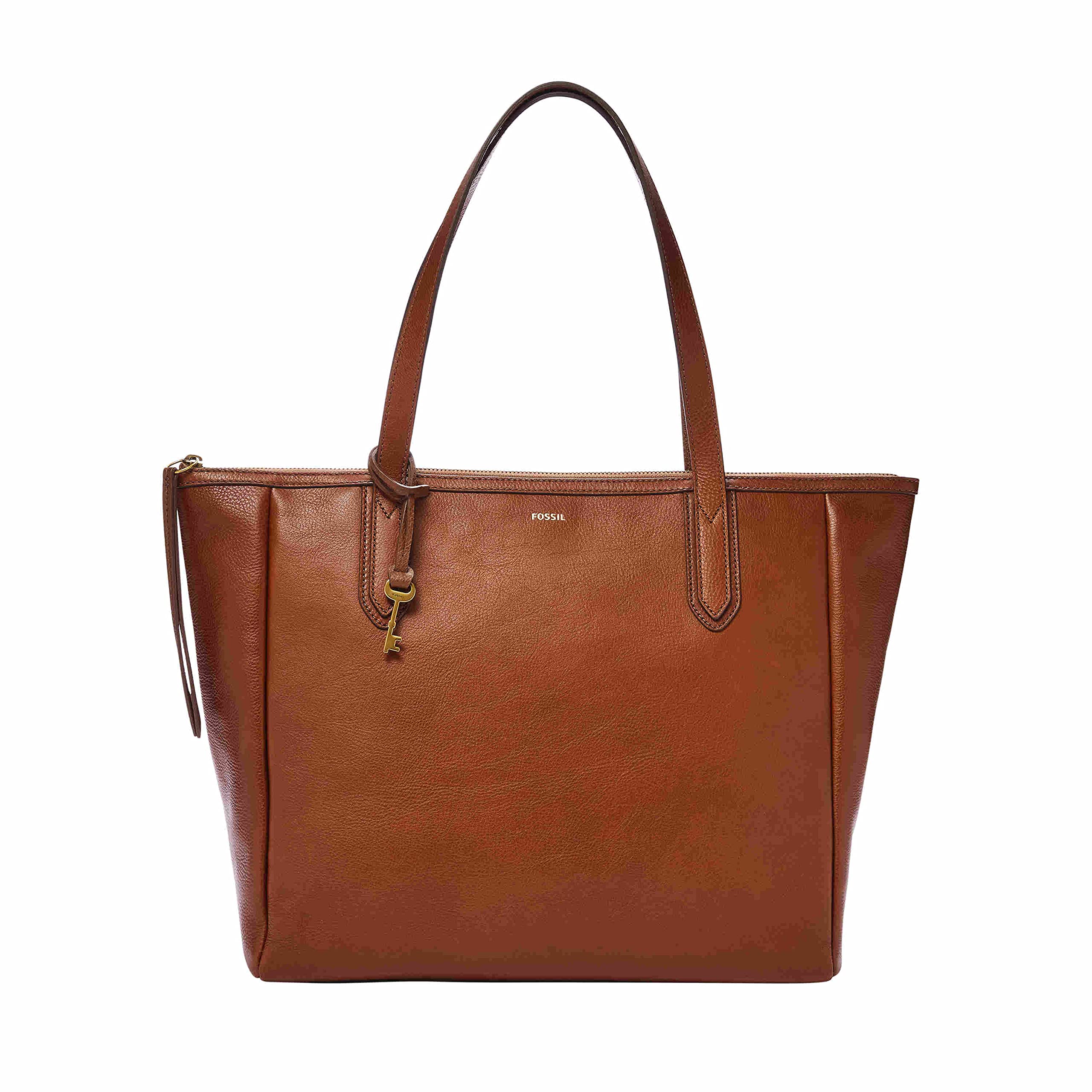 Fossil Women's Sydney Leather Tote Bag Purse Handbag, Med Brown