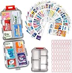 DIY Travel Pill Organizer with 260 Labels, 10 Compartments Pocket Pharmacy with Medicine Labels, Portable Daily Medication Container Case for Travel Essentials Weekly Medical Box (Grey)