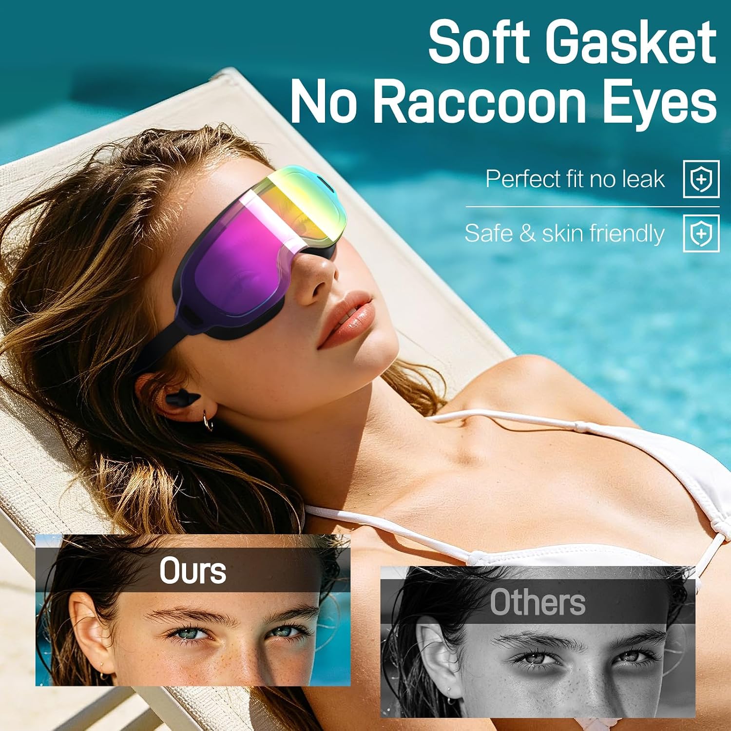 2 Pack Youth Swim Goggles Anti Fog | Swimming Goggles for Kids 8-14 Small Face Women Fashion Teens Adult Wide View