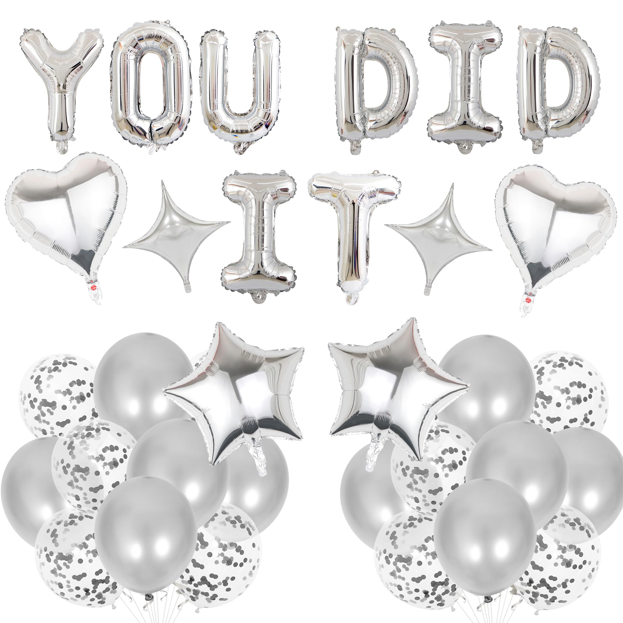 Graduation Decorations Congratulations Party Banner, You Did It Banners Silver Well Done Decoration