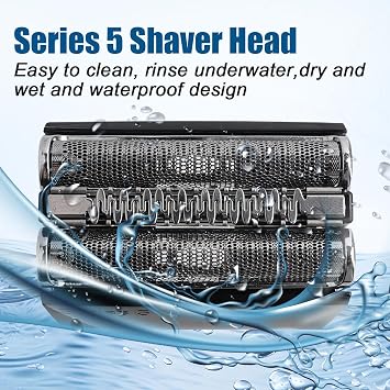 2Pack Series 5 Shaver Head 52B Replacement Shaver Head Compatible with Series 5 Men Shaver Replacement for Series 5 5050cc,5090cc,5070cc,5020s,5030s,5040s (52B Black)