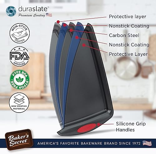 Miniatura 3 de Juegos de utensilios para hornear  Juego de 8 moldes para hornear con agarre  Juego de bandejas para hornear para horno antiadherentes, artículos de