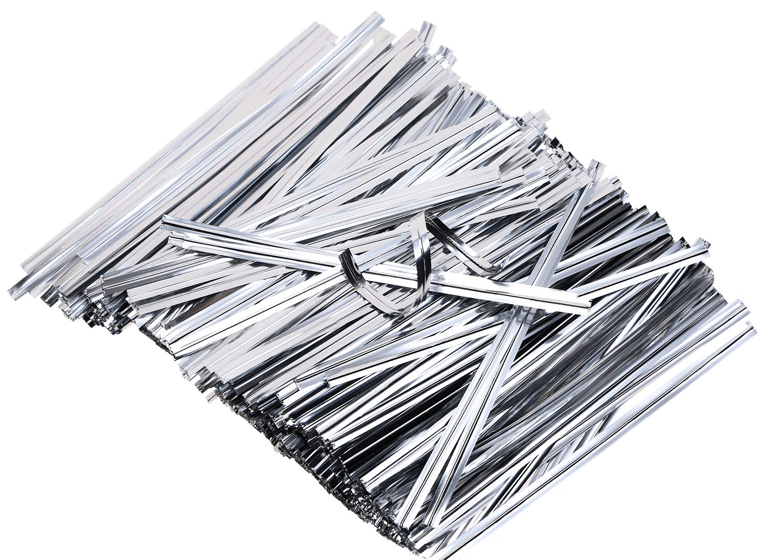 Mini Skater 6 Inches 800 Pieces Metallic Plastic Twist Ties Bag Ties for Cellophane Party Bag (800, Silver)