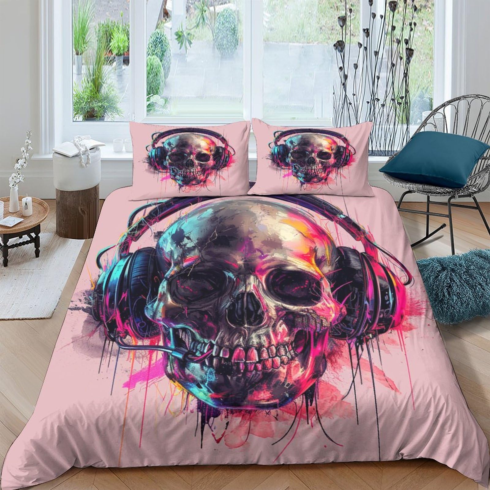 Housse de couette tête de mort pour chambre d'enfant et ado, linge de lit doux pour bien dormir