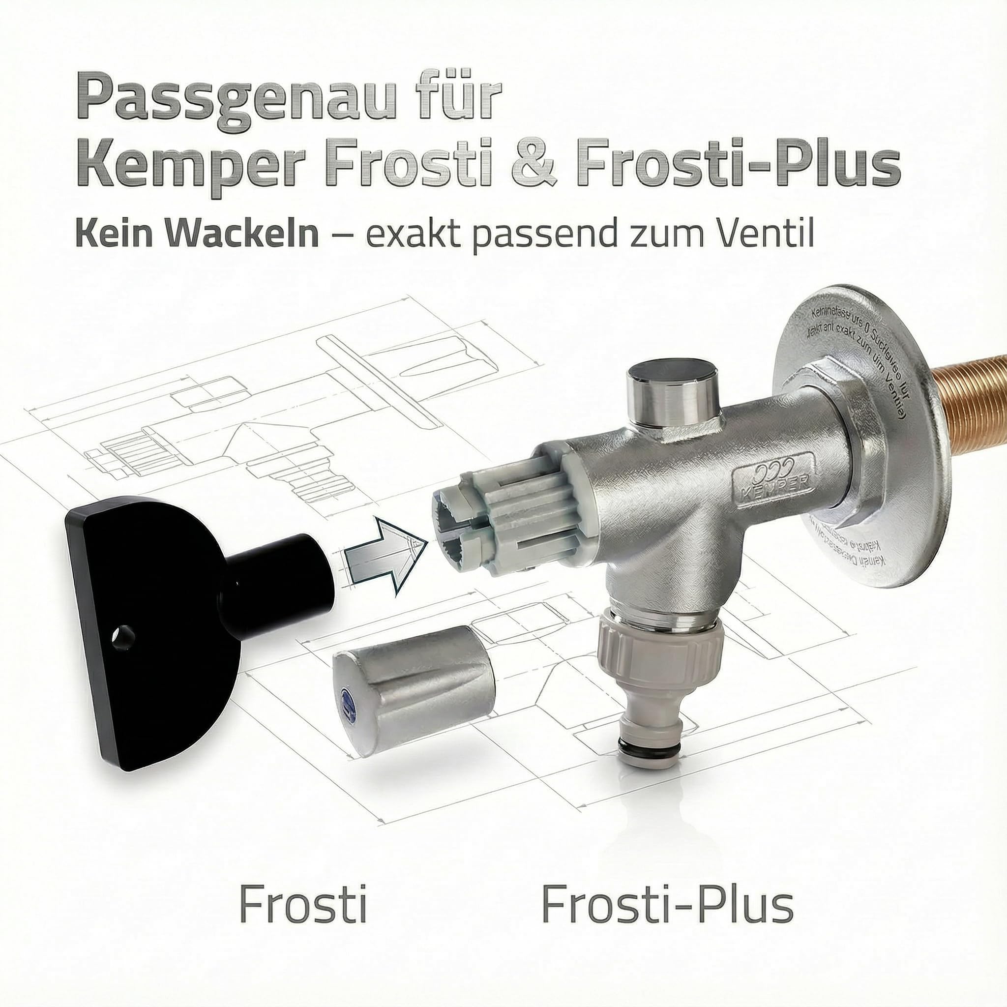 5 Stück Steckschlüssel für Kemper Frosti Außenwandventil Ersatzteil Zapfhahn Außenarmatur Frosti-Plus-Ventil