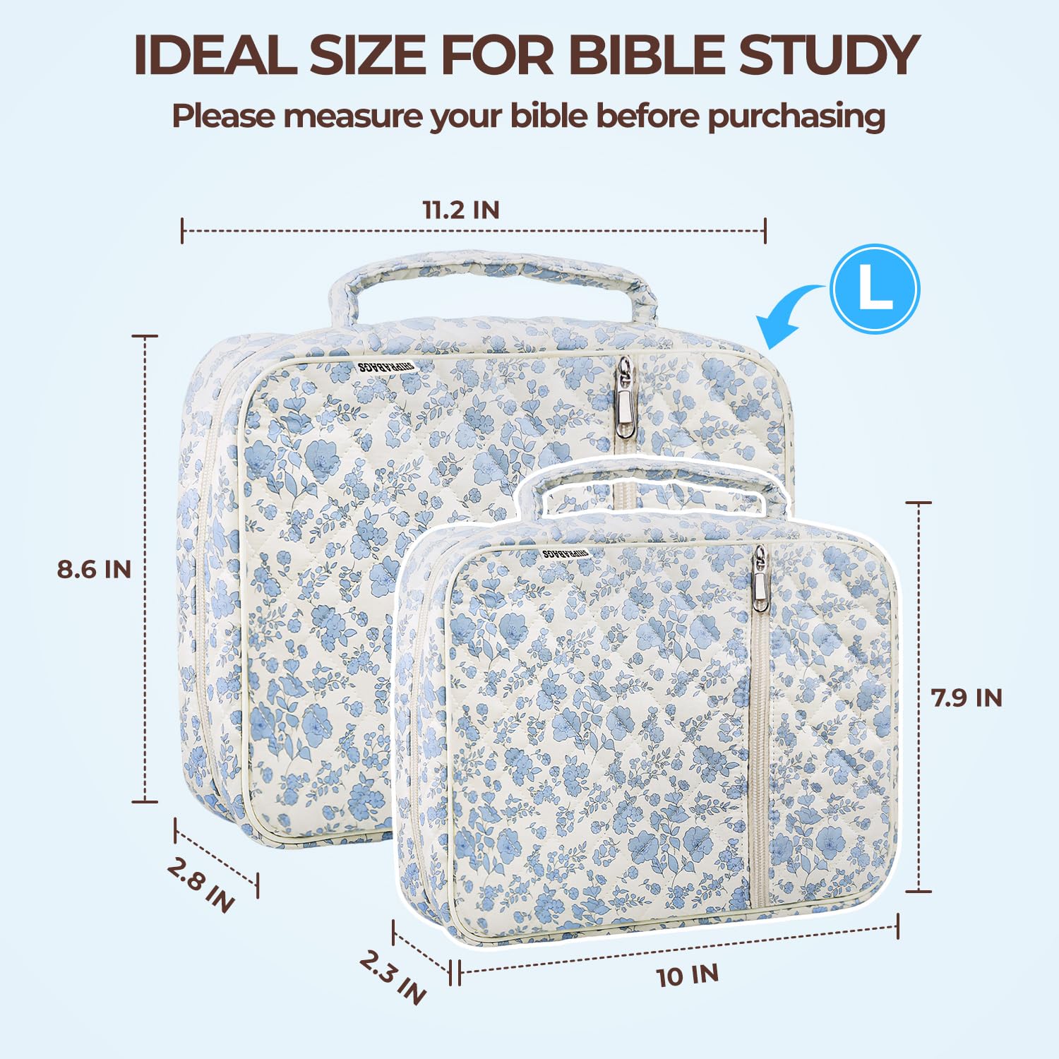 Gesteppte Bibelhülle für Frauen mit Bibelstudiumsbedarf, Journaling-Set, Blumen-Bibeltasche, Tragetasche mit pastellfarbenen Textmarkern, christliche Geschenke für Frauen (blaues