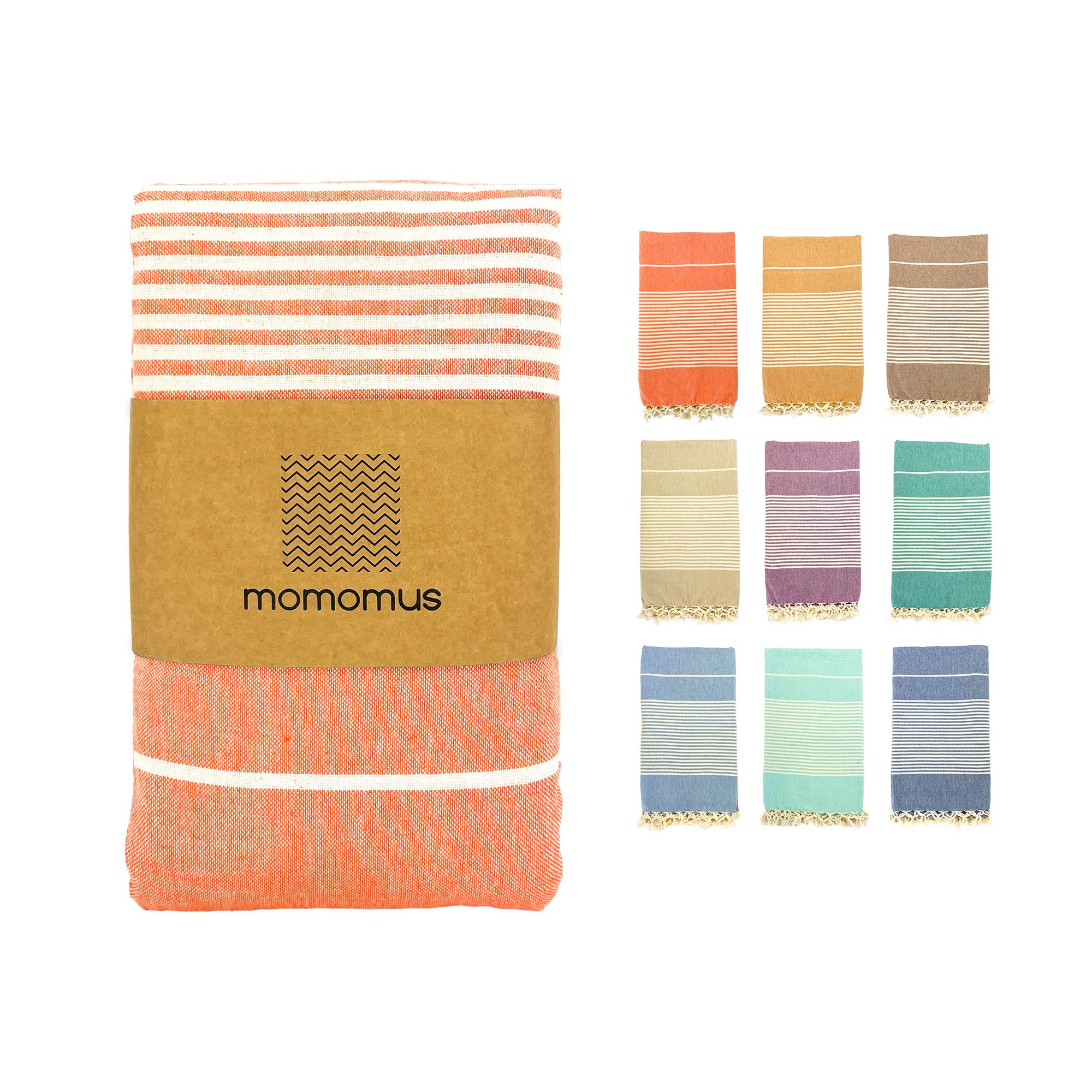MOMOMUS Fouta Playa XXL, con Flecos y 100% Algodón – Ideal como Toalla de Playa Grande Antiarena, Manta de Picnic sin Arena, Pareo Gigante o Alfombra de Piscina – Salmón, 200x220 cm