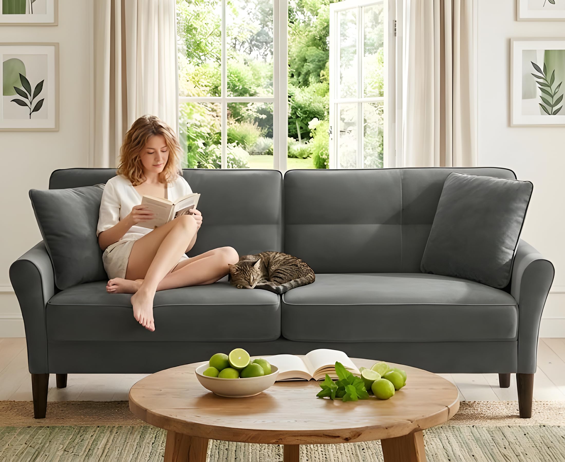 69 Velvet Loveseat with 2 Pillows