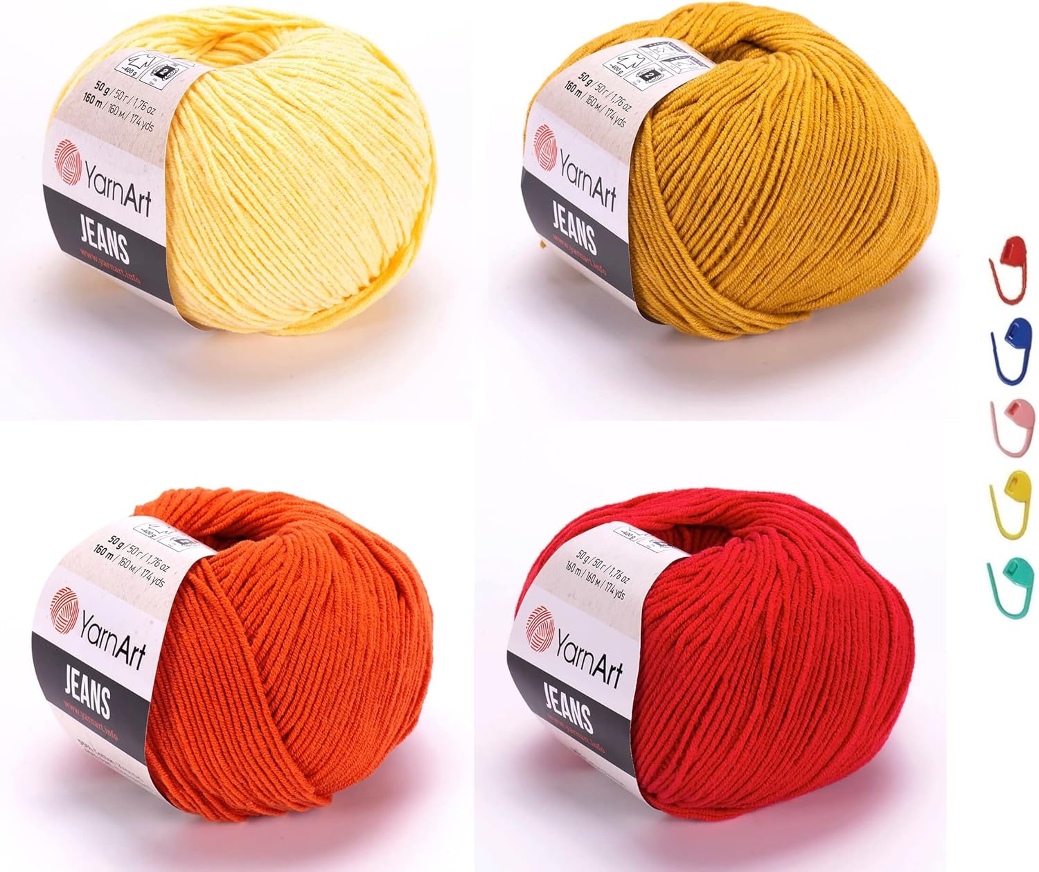 4 Skein YarnArt Jeans Yarn, Cotton Amigurumi Yarn Set, 2