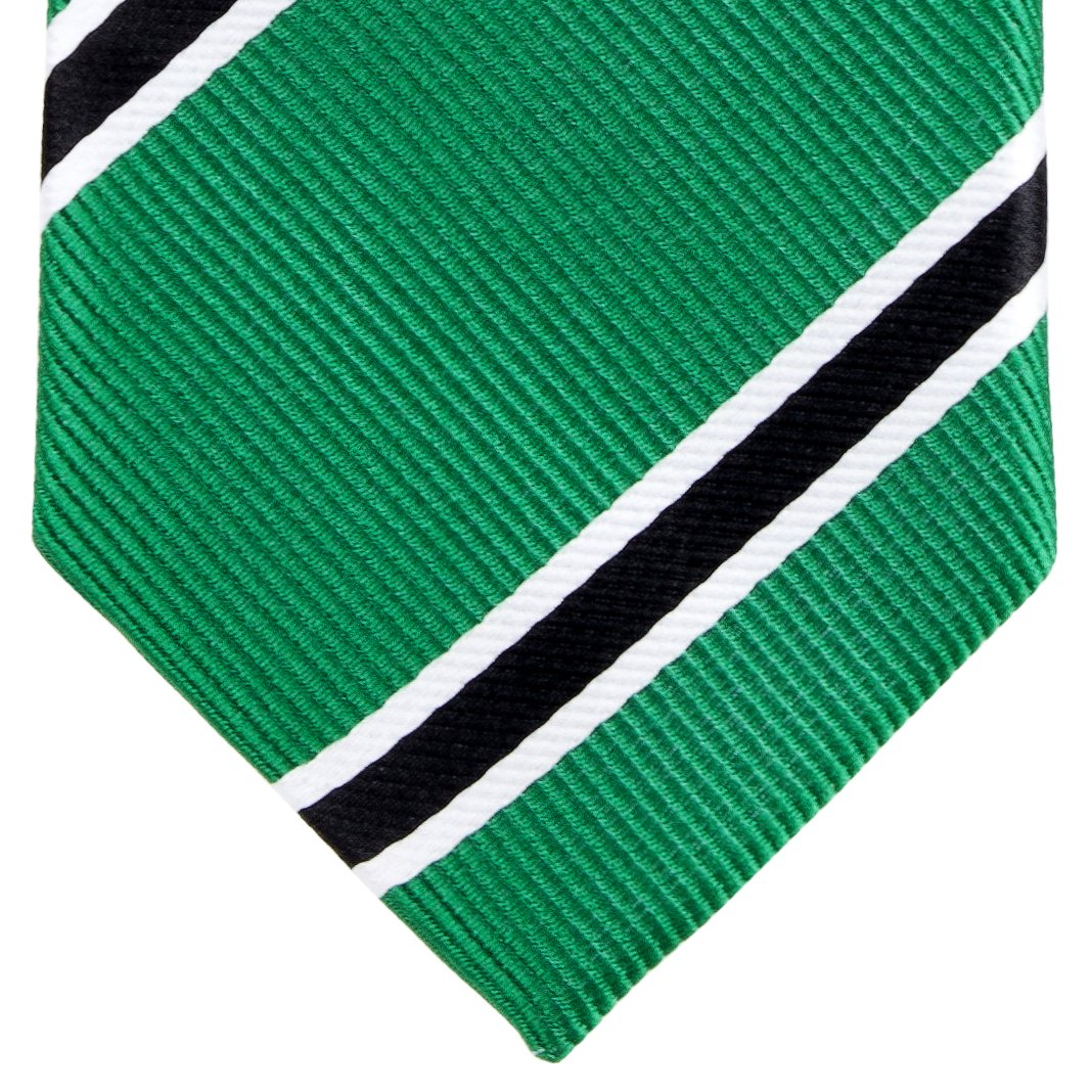 British Bar - Corbata de microfibra tejida a rayas (2 pulgadas), Verde 2