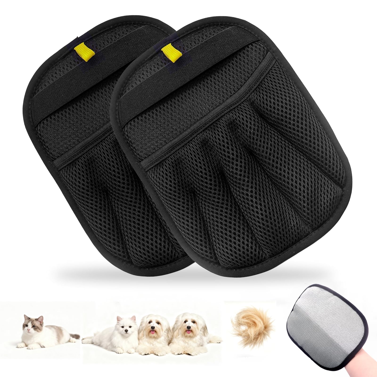 Sylvaire 2 Pack Pet Hair Removal Gloves, Electrostatic Dog Cat Hair Remover Glove for Couch Furniture Carpet Car Seat Clothing, Reusable & Washable Magic Brush Mitt (23.8x17.5cm)