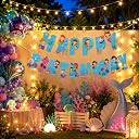 Festiko® Mermaid Theme Happybirthday Theme Party Decoration Banner/Bunting,Mermaid Themes Party Favors for Kids Birthday Decoration(Banner/Bunting with Ribbon) gallery image