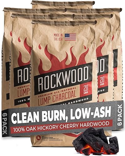 Miniatura 15 de Rockwood Carbón vegetal natural – Mezcla de madera dura de roble, nogal y cereza para ahumar barbacoa, asar a alta temperatura y cocinar al aire