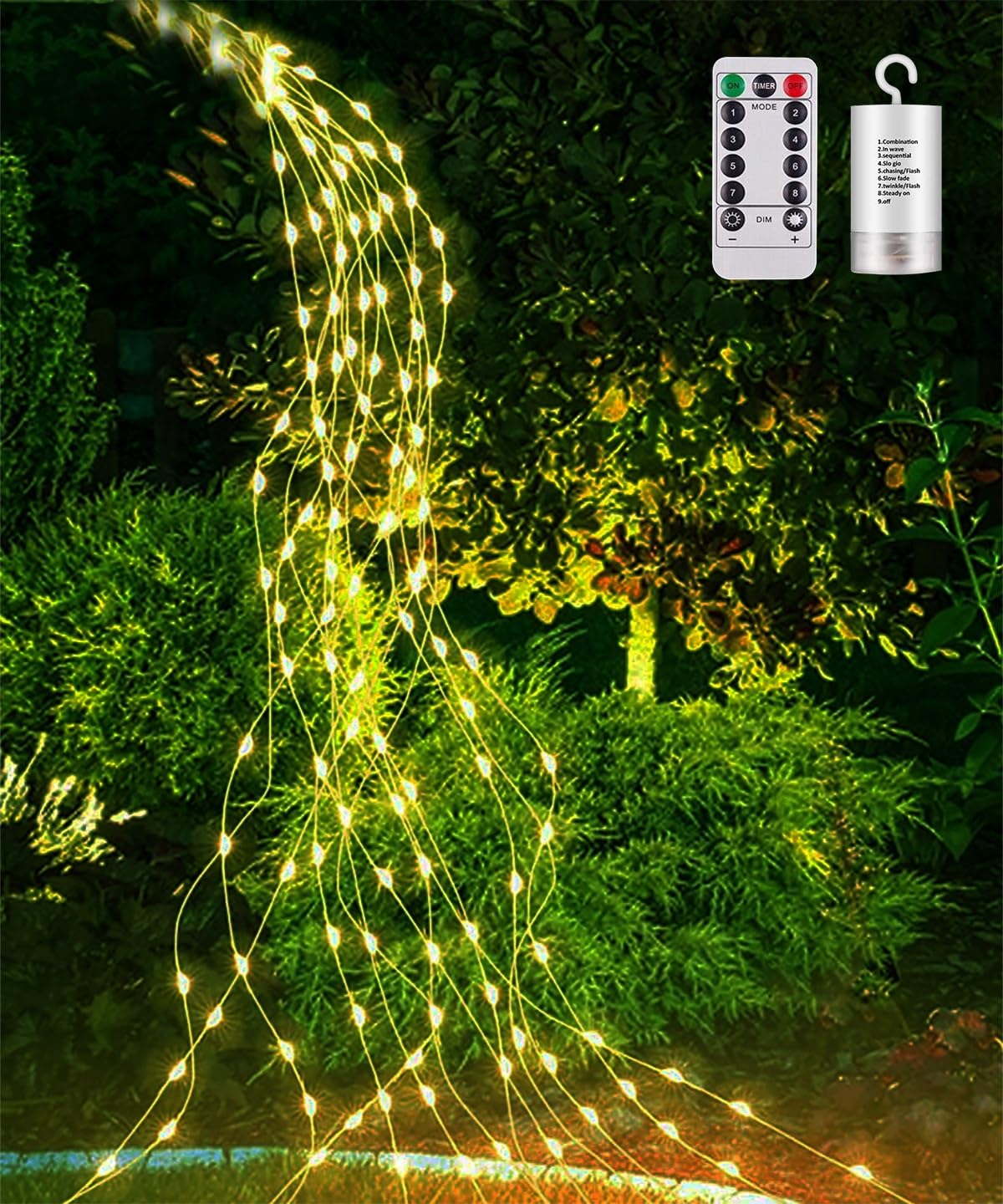 Catena luminosa a LED a batteria, 10 m, 100 LED, per interni, 8