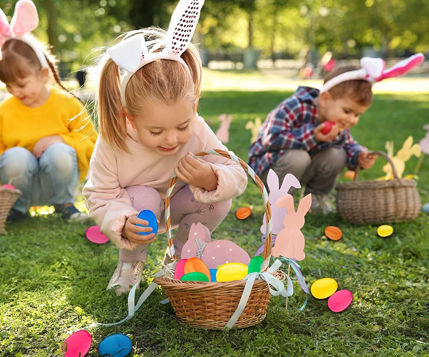 MAXYGIFT 2.25" Empty Multi-color Surprise Plastic Easter Eggs for Filling Hunt Easter Basket Bulk (Pack of 100)