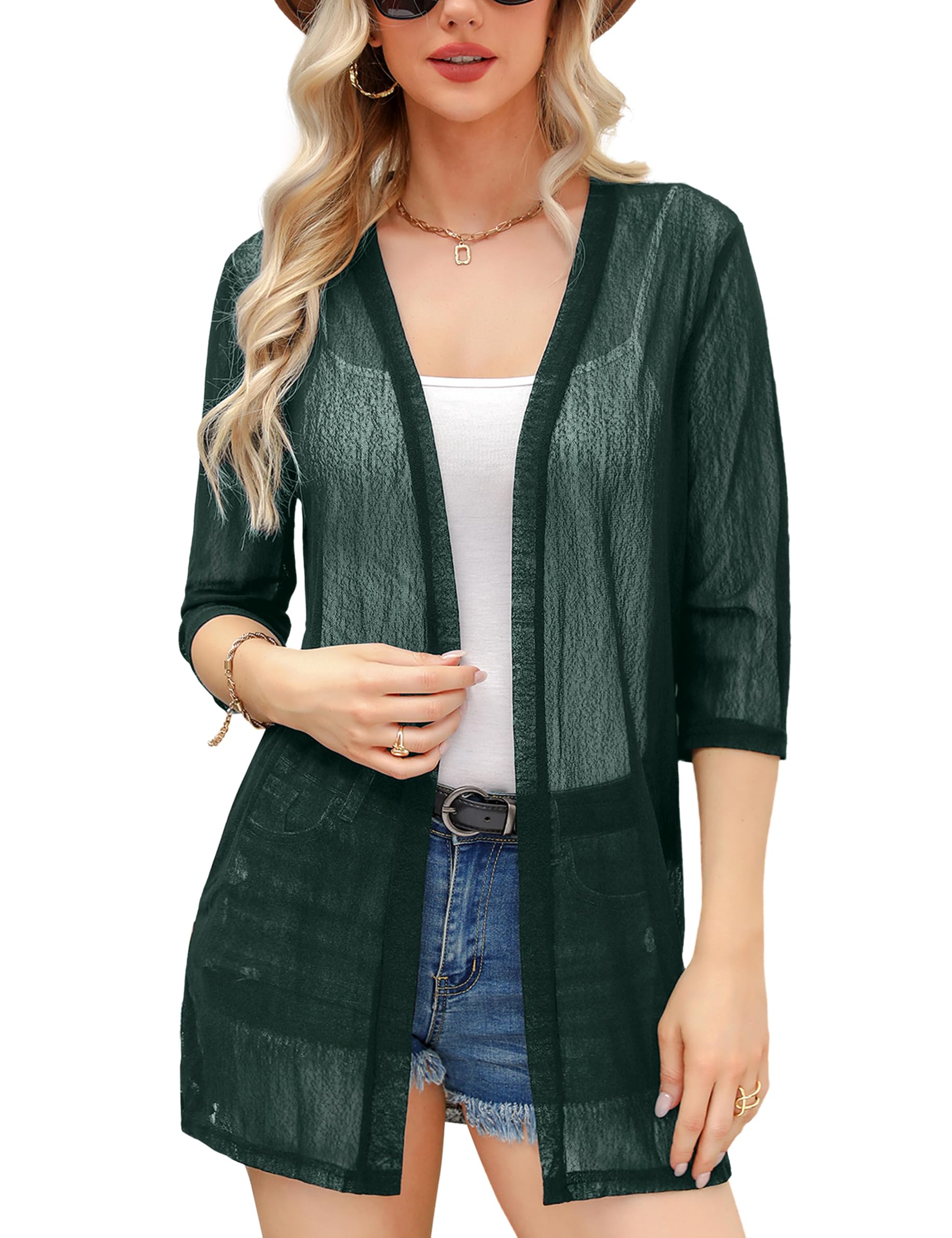 iClosam Cárdigan Largo de Casual para Mujer Talla Grande Chaqueta Chal Mujer Verano Outerwear Jersey Bolero Cárdigan Kimono Señoras Tops Ropa de Playa Camisolas y Pareos